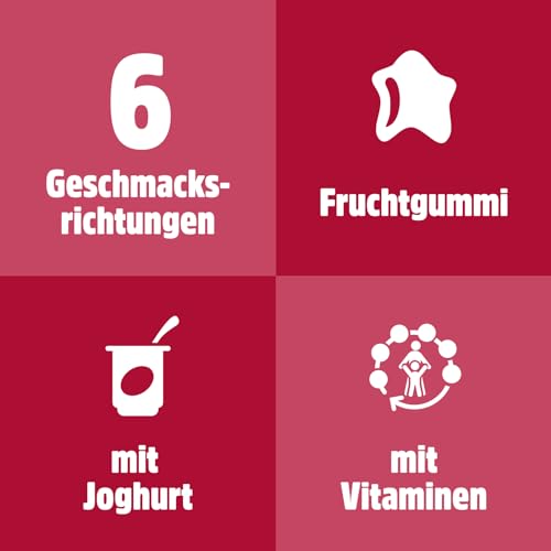 nimm2 Lachgummi Frucht und Joghurt – 1 x 376 g Maxi Pack – Fruchtgummis mit Fruchtsaft, Vitaminen und einer Joghurtschicht – Süßigkeit in sechs Geschmacksrichtungen