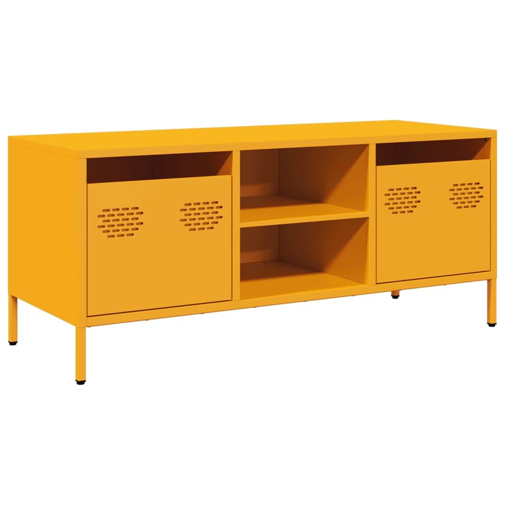 VIDAXL TV Cabinet - 2 Drawer - 2 Shelf - Mustard Yellow - Steel