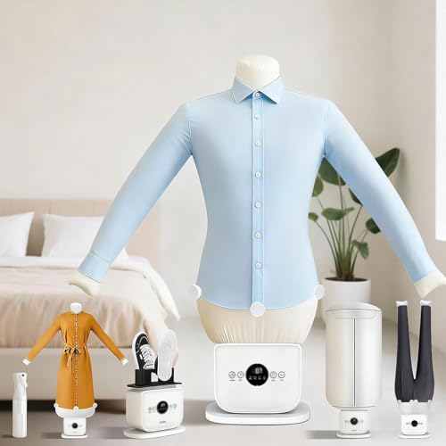 Fer à repasser automatique mains libres, 1400 W, à commande tactile, avec réglage du temps et de la température, séchage/repassage rapide en 8 minutes, réservoir d'aromathérapie intégré,pour chemises