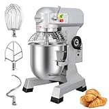 LEEVOT Commercial Food Mixer 10 Qt with 3-Speed Adjustment, 500W Commercial Mixer with Timer, Heavy Duty. Commercial Dough Mixer with Stainless Steel Bowl, Suitable for Bakeries and Pizzerias
