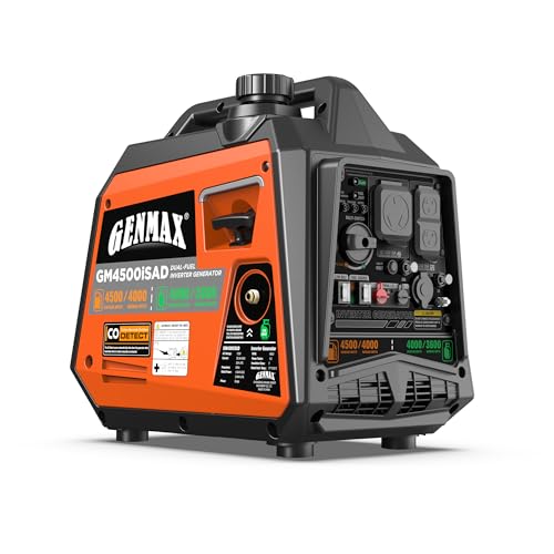 GENMAX 4500W Peak Dual-Fuel Silent Inverter Generator （2026 Model） - Ultra-Lightweight with CO Detector, EPA Compliant, Ideal for Home Backup & Outdoor Camping (GM4500iSAD)