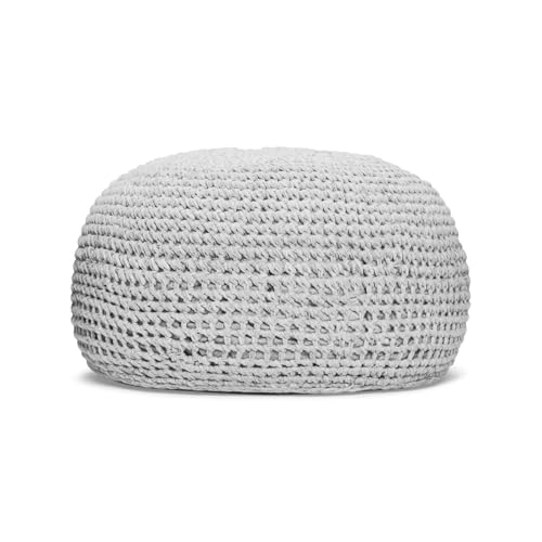 Froschkönig24 Pouf Ronda per Esterni, 55 x 55 x 41 cm, Grigio Chiaro