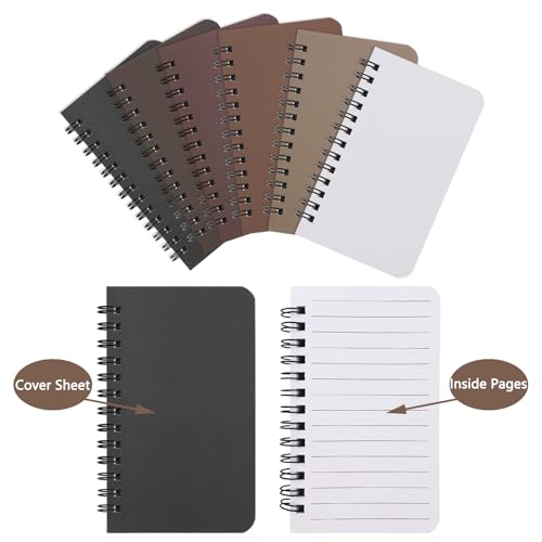 KTOJOY 6 Pack Spiral Notebook Small Pocket Notebook 3x5 Spiral Notepads With Lined Pages, Small Top Spiral Notebook Little Mini Memo Steno Note Pads for Outdoor Home Office College School