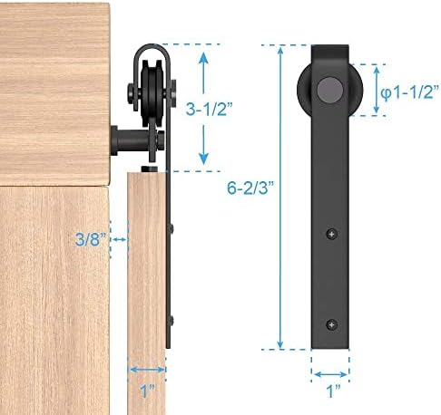 ZEKOO 5FT Mini Barn Door Hardware Kit, Small Sliding Double Barn Door Hardware Track Kit for Cabinets, Easy Install, J Shape Hanger (NO Cabinet) - 5