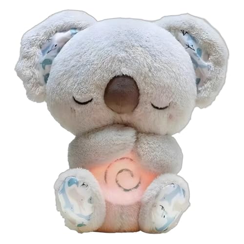Genérico Koala para Aliviar La Ansiedad,Nutria Bebe Dormir Que Respira,Peluche AnsiedadDormir,Bebé Durmiendo Koala Juguete con Música Luces Y Movimientos De Respiración Ayuda para Dormir