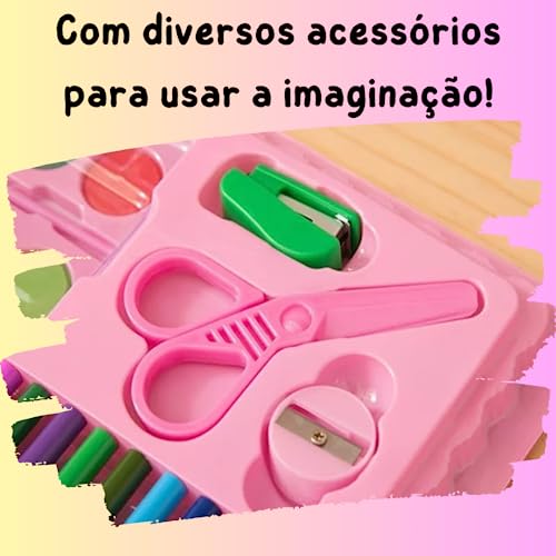 Estojo Completo De Pintura Infantil Com 150 Peças + 30 Desenhos Kit Escolar Maleta Presente Criança