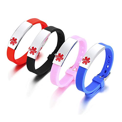 Lifashion Lf Stainless Steel Silicone Rubber Chain Personalized Medical Id Health Alert Monitoring Systems Adjustable Bracelet For Men Women Kids,Free Engraving Customize #TOP2