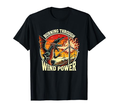 Burning Through Wind Power シャツ クールドラゴンデザイン 楽しい Tシャツ