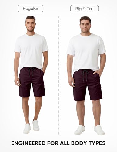 Image of JMIERR Mens Casual Cotton Twill Cargo Shorts Drawstring Classic Chino Stretch Short with 6 Pockets
