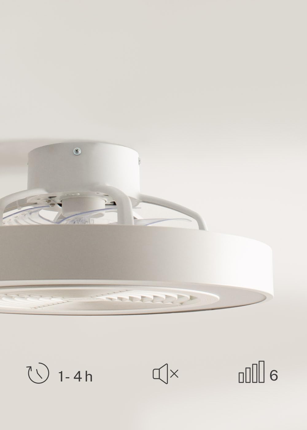 CREATE / WIND CLEAR EASY S/Ventilador de techo con aspas ocultas blanco con mando / 40W, Silencioso, Ø50 cm, luz LED 3 temperaturas, temporizador, función verano-invierno