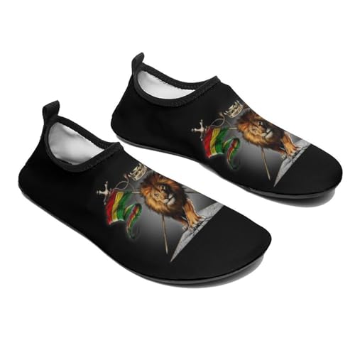 Lion Flag Reggae Rastafarian Rasta Water Shoes Quick Dry Yoga Socks Womens Mans Slip On Barefoot Shoe for Beach Surfe Swim Pool
