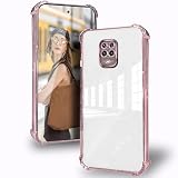 DESSEN Cover per Xiaomi Redmi Note 9S / Redmi Note 9 Pro con Protezione Obiettivo Fotocamera & Angoli Rinforzati Airbag Antiurto Custodia Silicone Trasparente Morbida TPU Anti-ingiallimento, Rosa