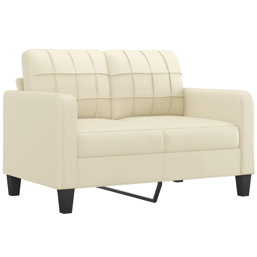 SECOLI Set di divani, 3 posti + 2 posti, 3-2 divani, per soggiorno, divano, lounge, in ecopelle, color crema