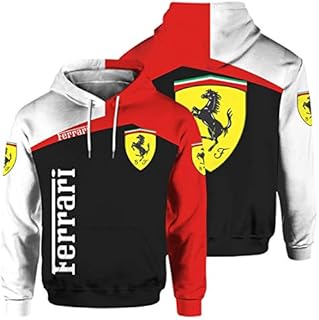 Men's Hoodie Long Sleeve Digital Printed F.e.r.r.a.r.i Sweatshirt (1,XL)