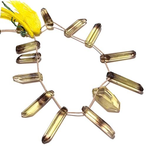 Quartz citron bicolore LKBEADS : perles en pierres naturelles facettées 12mm