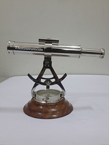 8" Vintage Nautical Gift Alidade Telescope With Wooden Base Compass Collectible Rustic Vintage Home Decor Gifts #TOP27