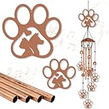 ORIGACH Windspiel aus Metall mit Pfotenabdruck, für Hunde, Katzen, Haustiere, Geschenke für Tierliebhaber, tiefer Ton, geeignet für draußen, drinnen, Balkon, Garten, Hof, Veranda, 76,2 cm lang