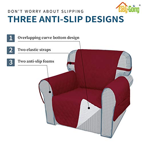 Image of Easy-Going Sofa Slipcover Chair Cover Waterproof Couch Cover Washable Sofa Cover Non-Slip Fabric Furniture Protector with Pocket for Pets Covers Pets Kids Children Dog Cat (Chair, Christmas Red)