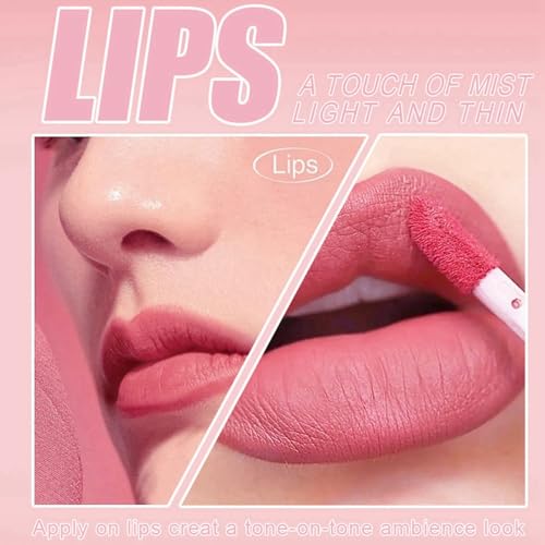 3PCS Nude Matte Lipstick Set,Matte Liquid Lipstick,Pink Lip Gloss Set,Long Lasting Non Stick Cup Liquid Lipsticks,Waterproof Nude Lip Gloss,Moisturizing Lip Liner Set,Smooth Pink Lip Liner for Women - Image 3