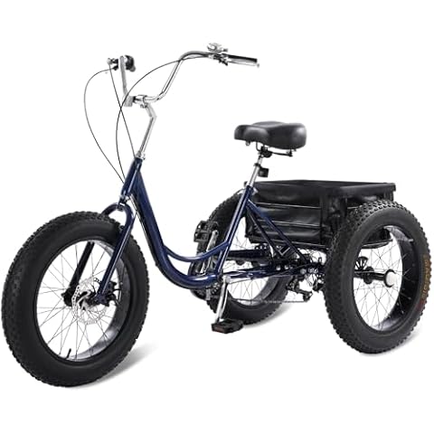 EIDOWA Fat Tires Adult Tricycle – 7-Speed 3 Wheel Bike, 20-Inch Heavy-Duty Trike Supports 450 lbs – Adjustable Handlebars & Seat, Large Cargo Basket, Dual Disc Brakes – Comfort & Stability (P620 Pro) Cover