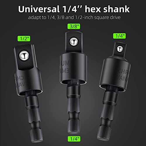 CIGOTU Right Angle Drill Adaptor,4-in-1 Impact Drill Bit Extension,360° Rotatable 1/4 3/8 1/2" Impact Grade Socket Adapter Set,105 Degree Angle Screwdriver Drill Bit for Household Workplace Industry by CIGOTU - Used condition - Image 3