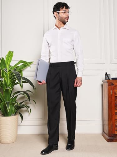 Image of Gurkha Pants for Men | Trouser for Men | Formal Pant | Double Button | Loose Fit Trouser High Waist Pleated Casual Trousers | Vintage Straight Leg Pants for Office Smart Casual Travel Party