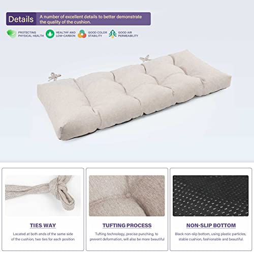 Bench Cushion Outdoor Bench Cushion, Bench Cushions For Indoor/Outdoor Furniture, For Piano/Window/Porch Swings/Dining Bench Thickened Non-Slip Custom Bench Cushion (48X18X4 Inch, Cream Color) #TOP3