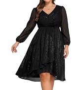Talisea Plus Size Cocktail Dress - Formal Wedding Guest Fall Long Sleeve A Line Pleated V Neck Mi...