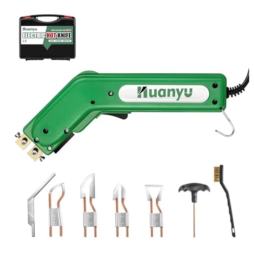 Huanyu Electric Hot Knife Rope Cutter Fabric Cutting Tool Kit 4 Blades Pro Fabric Cutter 600° C Heat Cutter 100W Heat Sealer for Sponge Cloth Board Webbing Continuous working