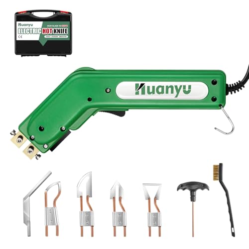Huanyu Electric Hot Knife Rope Cutter Fabric Cutting Tool Kit 4 Blades Pro Fabric Cutting 600° C Heat Cutter 100W Heat Sealer for Sponge Cloth Board Webbing Continuous Working