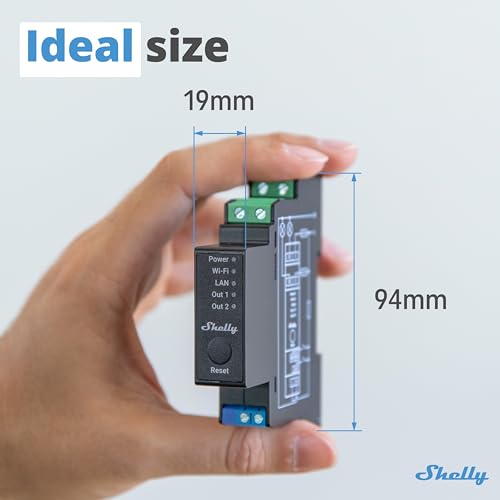 Shelly Pro 2PM -2-Kanałowy Inteligentny Przełącznik Przekaźnikowy Wi-Fi, LAN I Bluetooth Z Pomiarem Mocy,Automatyka Domowa,Budynkowa,Kompatybilny Z Alexa,Google Home,Aplikacja iOS, Android