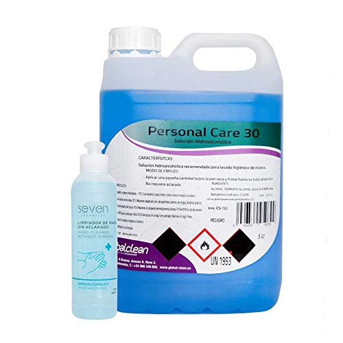 Garrafa 5 Litros Loción Hidroalcohol Manos Formato Ahorro + 245ml. Solución Hidroalcohol Rellenable Cover