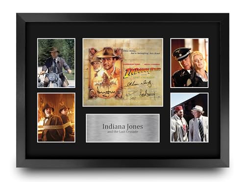 Cadre Indiana Jones Last Crusade A3 avec autographes signés et finitions haut de gamme
