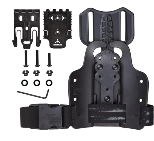 WGLILO Drop Flex Adapter and QLS 19 22 for Quick Locking System Kit, with Single Strap Leg Platform Polymer Leg Shroud for Gun Holsters, Black