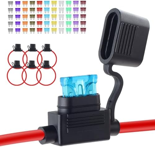 YNZDRWA 6 Pack 12AWG Waterproof Inline Fuse Holder 12V with 66PCS Car Fuses