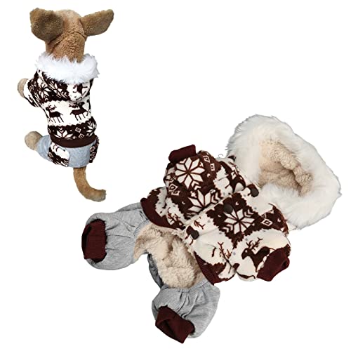 Ropa cálida para invierno para perros pequeños abrigo con capucha de Navidad M 5