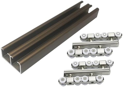 Double Sliding Pocket Door Hardware Kit, 134in Track System for Closets/Cabinets/Entry Doors, Smooth and Quiet Operation, Bypass Door Solution for Home Renovation