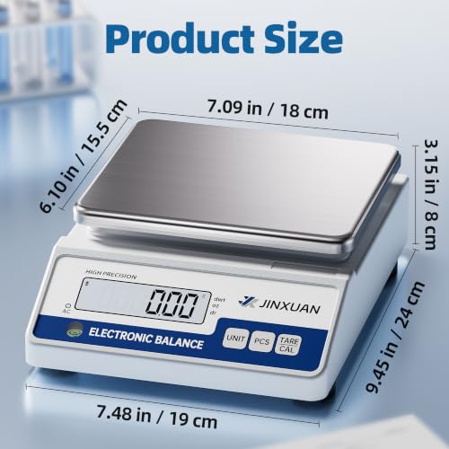 Image of Digital Lab Scale 0.01g Accuracy 5000g Analytical Balance Scale Precision Scale for Weighing Gold Silver Jewelry Diamond Powder Grain Food, Electronic Gram Scale with 500g Weight, LCD Display, 7units