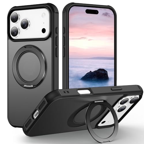 Coque iPhone 17 Pro silicone noir idéale pour visionner vos vidéos avec son anneau support