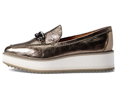 Image of Johnston & Murphy Gracelyn Chain Loafers for Women - Leather Construction - Removable EVA Footbed Bronze Metallic Sheepskin 9 M