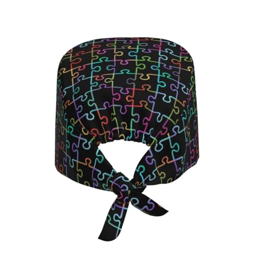 Image of Surgical Caps Men Women, Scrub Cap with Sweatband Adjustable | Tie Back Nurse Cap, Nursing Breathable Working Hat, Scrub Cap, Medical Hats