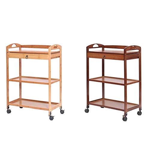 Carrito de cocina multifuncional con ruedas giratorias 360 y estructura marrón para comer 6