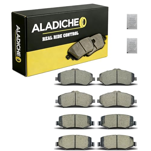 ALADICHE upgrade Front Rear Ceramic Disc Brake Pads Set Compatible with 2007-2011 for Dodge Nitro,2008-2012 for Jeep Liberty,2007-2017 for Jeep Wrangler,2018 for Jeep Wrangler JK, ALD004