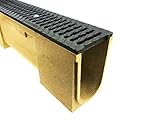 Entwässerungsrinne aus Polymerbeton & Gussrost Linienentwässerung | Belastungsklasse C-250 | Höhe 21 cm | Befahrbar, LKW-Parkplätze. Ablauf DN 110. Einfache Montage. Hochwertige Qualität