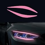 Nouiroy 4 Pcs Reflective Eyeliner Car Decals-2 Pair Super Bright Vinyl Stickers for Headlights, High Reflective Car Headlight Eyelashes Sticker Cute Girl Car Accessory (Pink)