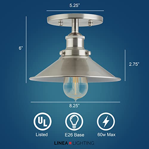 Linea Di Liara Andante Brushed Nickel Flush Mount Ceiling Light Fixture Farmhouse Rustic Flush Light Kitchen Lighting Bedroom Bathroom Hallway Light Fixtures Industrial Semi Flush Mount Lighting #TOP2
