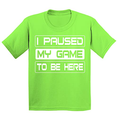 I Paused My Game to Be Here Youth T-Shirt | Funny Birthday Gamer Streamer Introvert Sarcastic Video Games