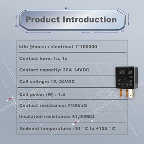 2Pcs 5 Pin 12V 30A Relay, Multi Purpose Automotive Relay Black Starter Relay, Car Starter Switch Relays, High Performance Starter Universal For Car Motor Automotive Replacement Accessories #TOP5