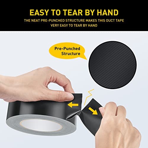 Lichamp 6 Rolls Heavy Duty Thicker Black Duct Tapes, 17 Mil No Residue Duct Tape For Packaging Taping Sealing Repairing Tying, Wide Tape For Diy Or Commercial Use, 2 Inches X 25 Yards, B206Bk #TOP5