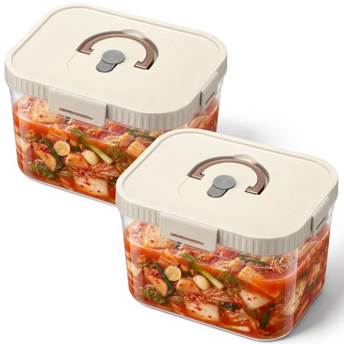 LemonRoad 2 Pack 1gal/3.75L Kimchi Sauerkraut Fermenting Container with Airtight Lids, Food Grade Fermentation Jar, Storage Box with Sealed Lids for Pickles and Vegetables by LemonRoad - Used condition - US$23.50